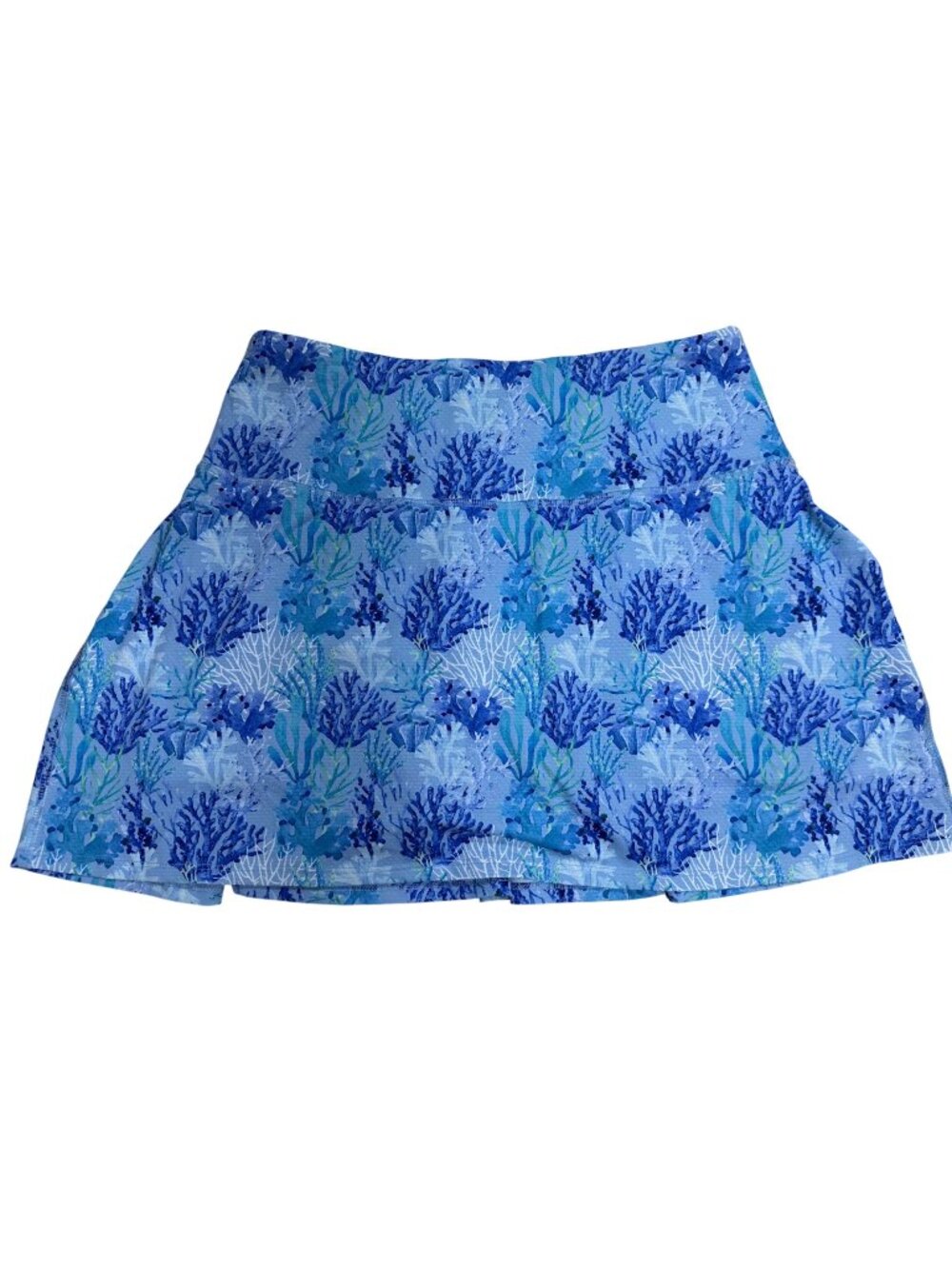 Gottex Skort Medium Blue Coral Reef Tennis Golf Pickleball Zip Pocket Athletic